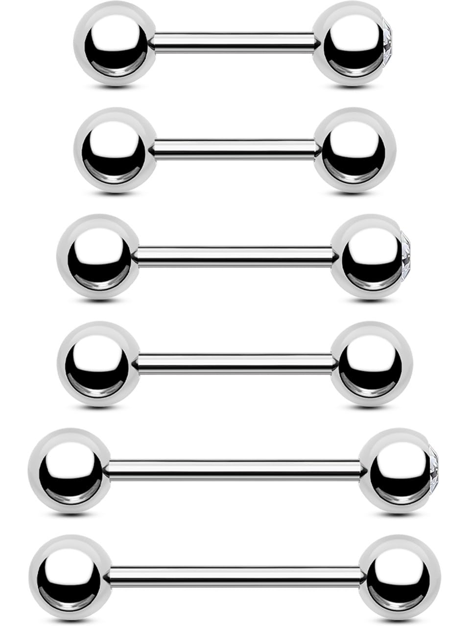 Barra Per Piercing Capezzoli/Lingua In Acciaio Inox 316L - Filettatura Esterna, 12/14/18 Mm