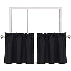 RYB HOME Small Curtains for Door Windows - Blackout Thermal Insulating Drapes for Home Theatre Bathroom Basement Cafe RV Camper Windows Blinds, Wide 34 x Long 30, Aqua, 1 Pair