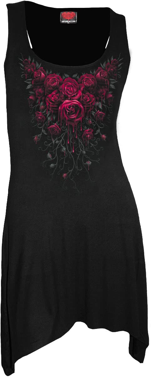 Spiral Direct Black Blood Rose - Goth Bottom Camisole Dress - Xxl - Screen - Screen
