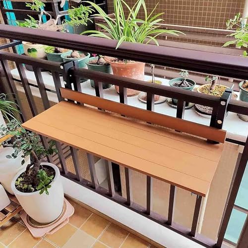 Mesa de balcón plegable montada en la pared para exteriores con encimera extendida, mesa auxiliar portátil para colgar en jardín, porche, patio trasero (blanco)