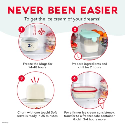 Image of Disney | Dash Mickey Mouse & Minnie Mouse My Mug Ice Cream Maker 2-Pack Bundle - Electric Countertop Soft Serve Ice Cream Machine, 2 Half-Pint Mugs with Ingredient Chute & Recipe Guide