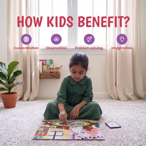 Image of The Curious Bees - Seek & Spot Puzzle & Game - Playroom Puzzle | 60 Pieces + 10 Seek Cards | Gifts for Boys and Girls Ages 4-8 | BIS Approved | Made in India