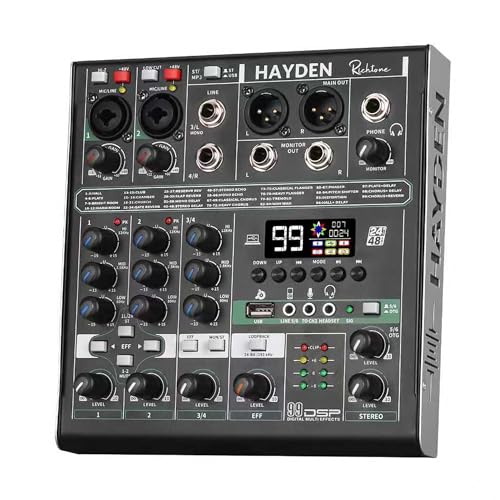 Image of Hayden Richtone 4 Channel OTG Mixer | Professional USB Audio Interface & DJ Mixer for Mobile, PC, Studio Recording, Streaming, Karaoke, Live Sound | Portable OTG Mixing Console with Clear Sound