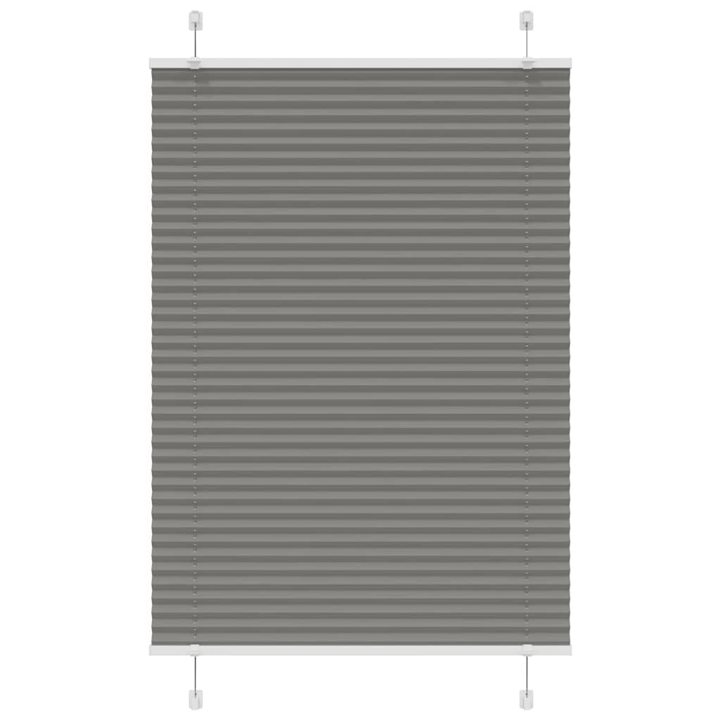 Store Plissé Anthracite 90x100 cm pour Fenêtre et Porte - Store Vénitien sans Perçage ou avec Vis en Polyester Durable - Rideau Tamisant pour Salon, Chambre et Bureau - Tissu 89,4 cm