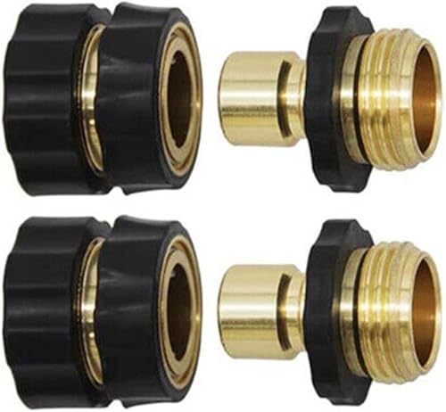 Manguera de jardín de 34" de conexión rápida para manguera de agua de color latón, juego de conectores hembra macho, paquete de 2