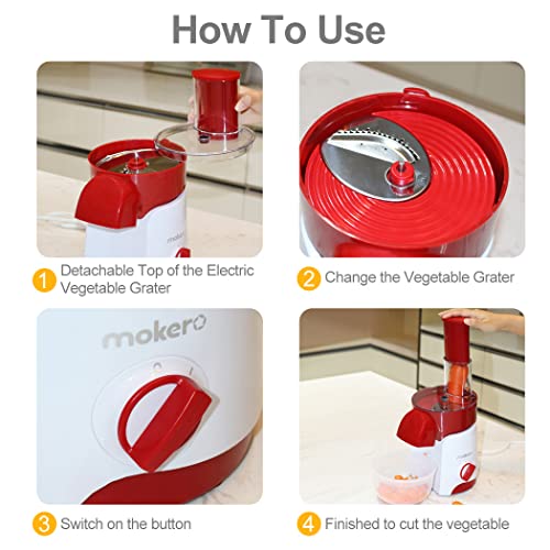 Mokero Automatic Electric Vegetable Grater 6 In 1 Kitchen Electric Slicer Chopper Shredder Safety Lock System Multifunctional Cheese Grater Salad Maker With 5 Cutting Attachments #TOP2