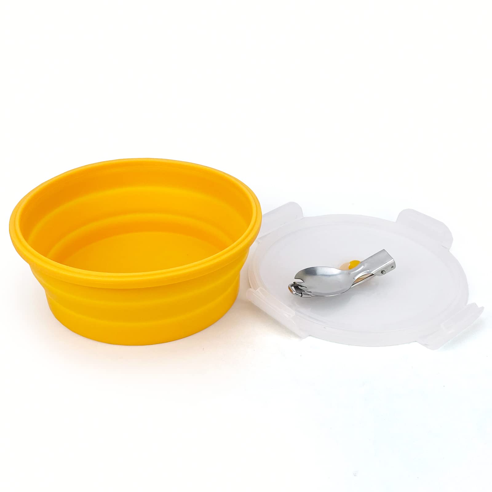 Cuenco plegable grande de 1200 ml con tapa, cuenco de camping con cuchara plegable, caja Bento de silicona para preparación de comidas y almacenamiento de alimentos, apto para microondas