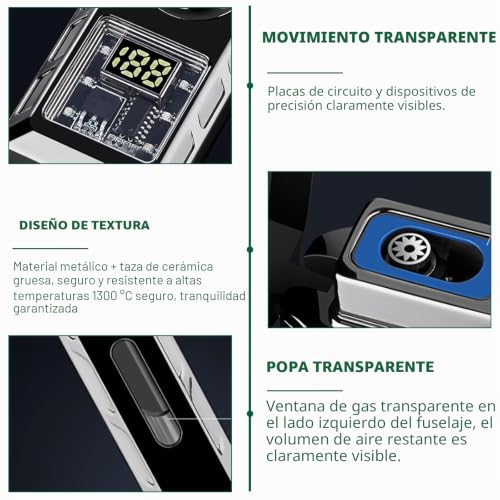 Mechero inteligente recargable GOMETY de doble llama potente con luces LED 8