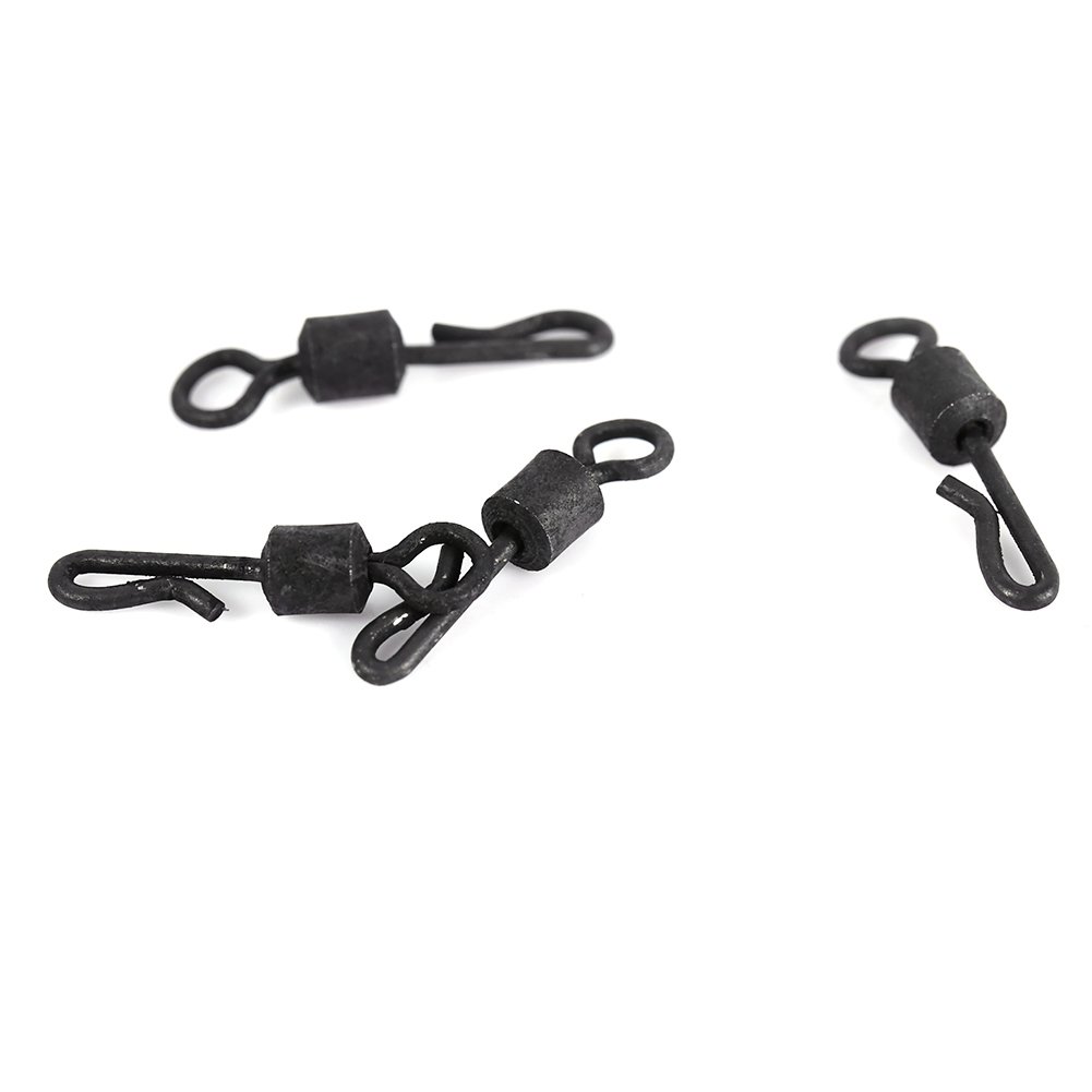 10 Connecteurs Swivel Snap Pour Pêche – Noir Nickel, North Gate, Haute Résistance
