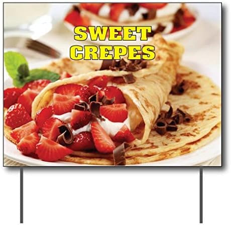 Letrero de Sweet Crepes, 24.0 in de ancho x 18.0 in de alto, a todo color de doble cara