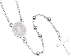 Terço em Aço Inox Prateado