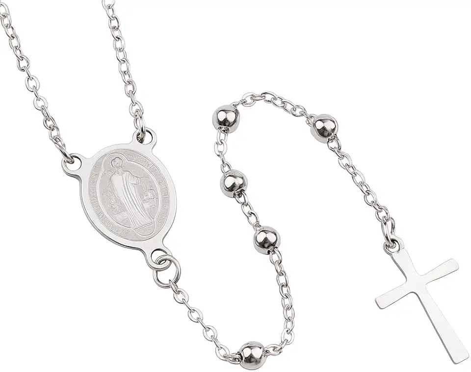 Terço em Aço Inox Prateado