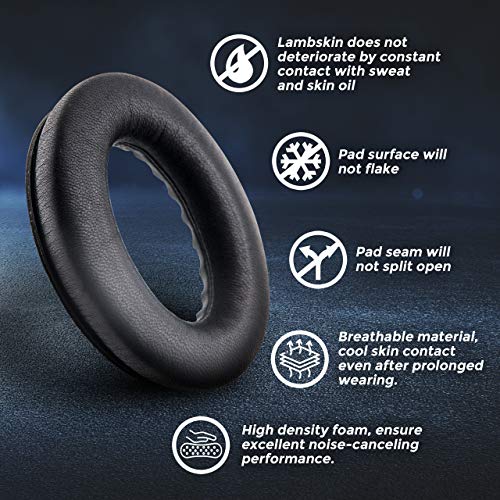 Image of Lambskin QC45 SE QC35ii QC35 QC25 QC15 Earpads Cushions Replacement Ear Pads for Bose QC 45 35 II QC2 AE2 AE2i AE2w SoundLink SoundTrue 35ii 25 15 2 AE QuietComfort Headphone Sheepskin Leather (Black)