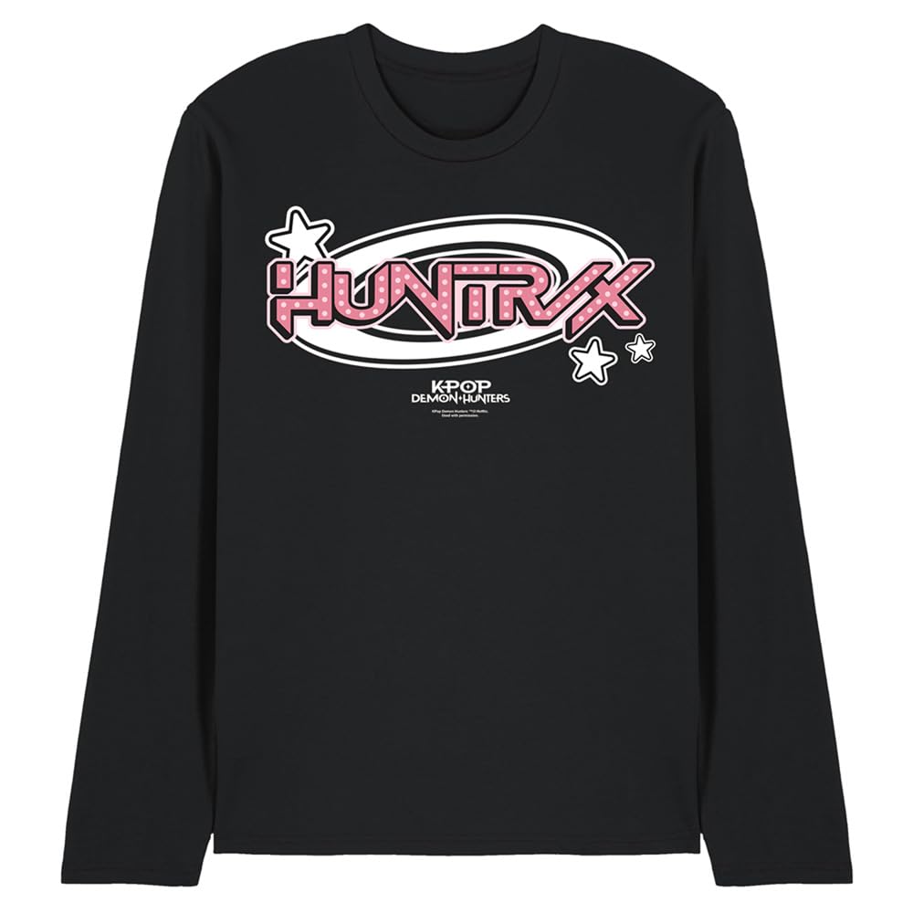 Kpop Demon Hunters Huntrix Circle Logo Unisex Long Sleeve T Shirt, Black, XX-Large