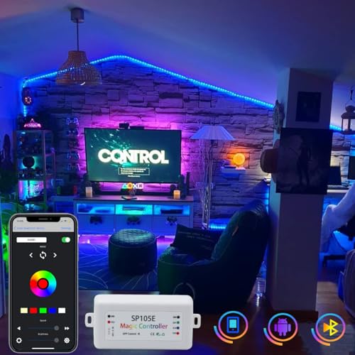 Image of 2-Pack SP105E LED Controller, Ws2812b Led Bluetooth Controller for Ws2811 SK6812 APA102 Smart IC Lights, DC5-24V Addressable LED Pixel Controller with 100+ Effects