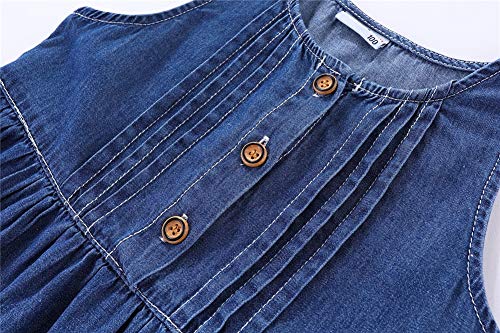 Mud Kingdom Little Girl Denim Sundress Cute Embroidered Patterns Jumper Sleeveless Casual Dress4