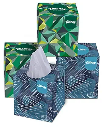 Kleenex 2 ply Facial Tissue Cube Box, 80 Pulls, Pack of 4 (Total 320 Sheets) (60041B)