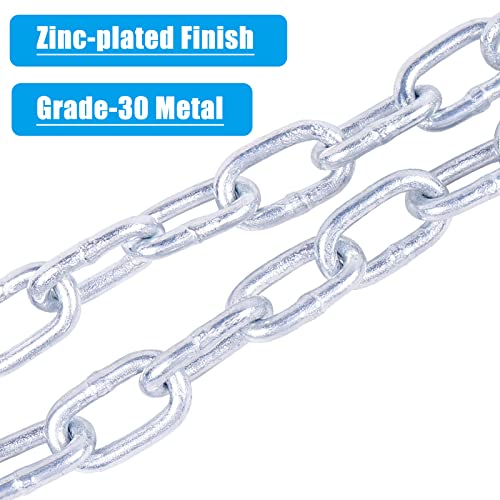 Image of 48 inch Extra Long Trailer Safety Chain w /Dual 1 /4 inch Hooks 3500 lbs | Grade 30 zinc-plated steel tow chains w / dual 1 /4 inch spring hooks. 3,500 lbs capacity for RV, boat & utility trailer, 2 Pack.