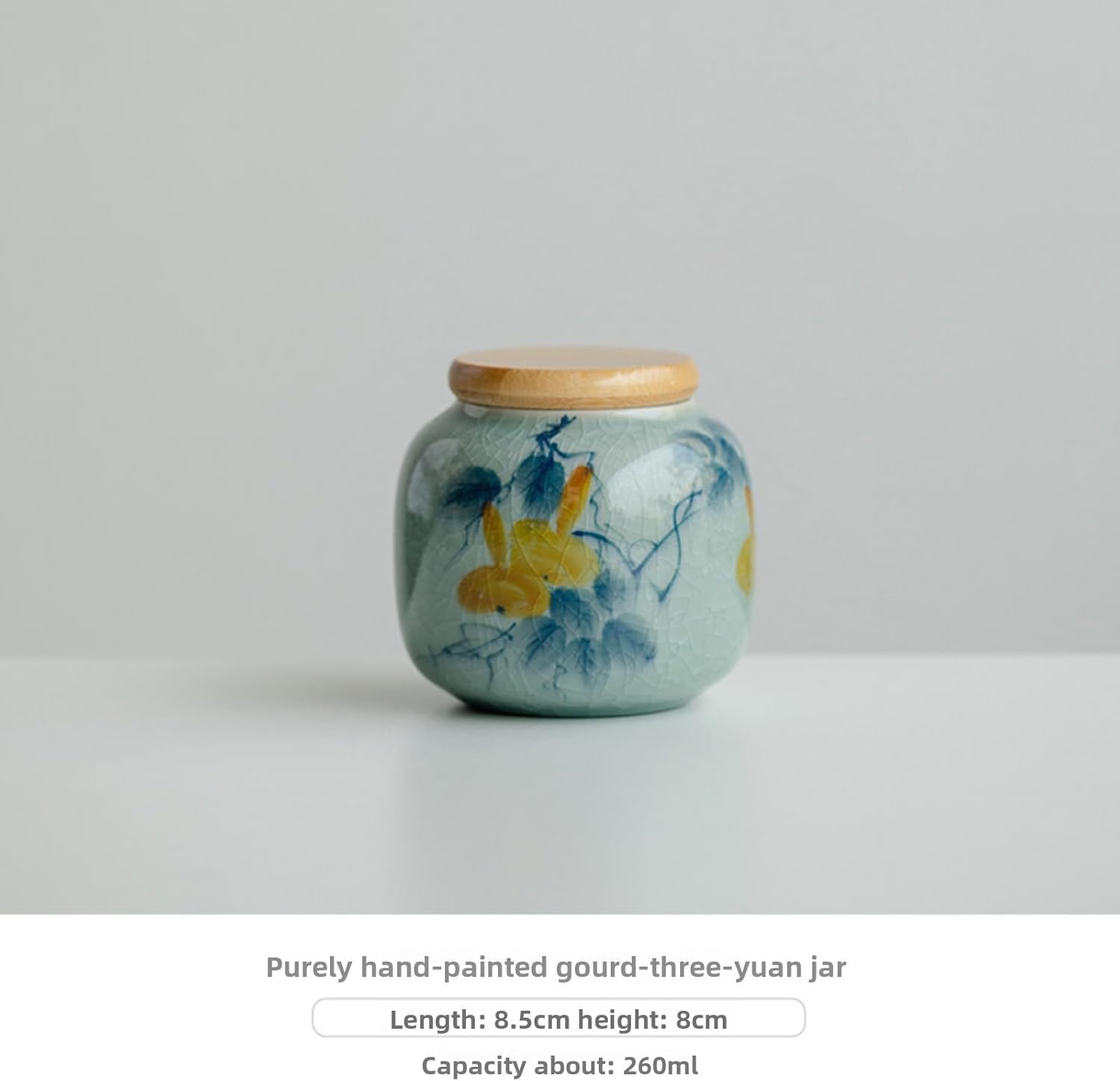 Hand Drawn Ceramics Tea Canister, 260ml 8.8oz, Sealed Jar Portable Household Tea Set Sealed Storage Tank