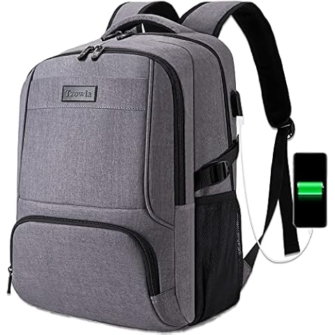 Travel Laptop Backpack, 50L Extra Large Bag Water Resistant Anti-Theft Rucksack with USB Charging Port and Lock Fit 17.3 Inch Notebook for Computer Business Bookbag Women Men College School Gift-Grey Cover