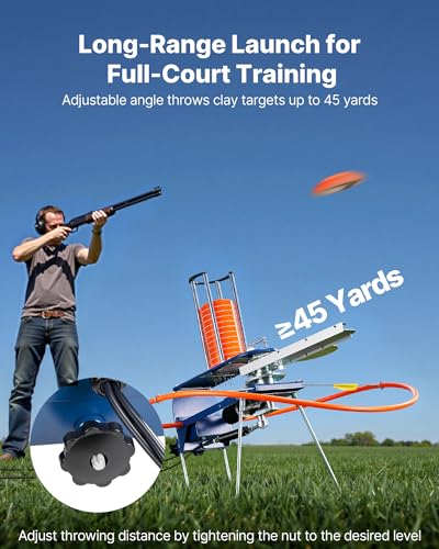 Image of VEVOR Clay Pigeon Thrower, Automatic Skeet and Trap Launcher with Adjustable Angle & Foot Pedal for Clays Throwing Shooting Sports