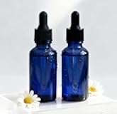 Dropper Bottles Blue 1 oz (30ml) Empty Thick Glass 2 Pack - With Leakproof Black Caps, For Storage, Travel, Essential Oils, Tinctures