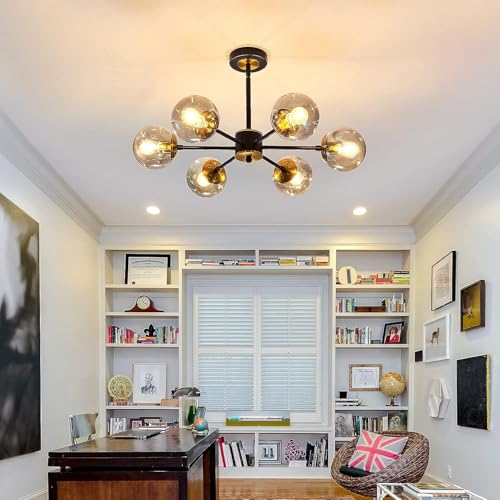 Image of Wall Lamp Chandelier Pendant Light, Home Decor for Bedroom, Living Room, Hallway, Cafe, Hotel, Restaurant (6 Light Gold Black Mix Hanging LAMP with LED Bulb Pack of 1)