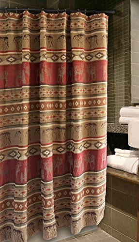 Carstens JB1104 Adirondack Shower Curtain Black, 72" X 72", W 72" x L 72" (1 Panels)