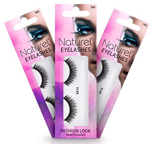 Reusable Fake Eyelashes – Lightweight, Natural False Lashes – with Lash Glue: 3 Sets