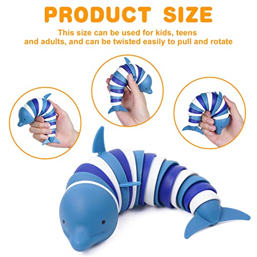 OSDUE Fidgets Slug Spielzeug, 3D Fidget Slugs Toys, Sensorisches Spielzeug, Flexible Kreatives Delfinspielzeug für Erwachsene, Kinder, Autisten (Delfin)