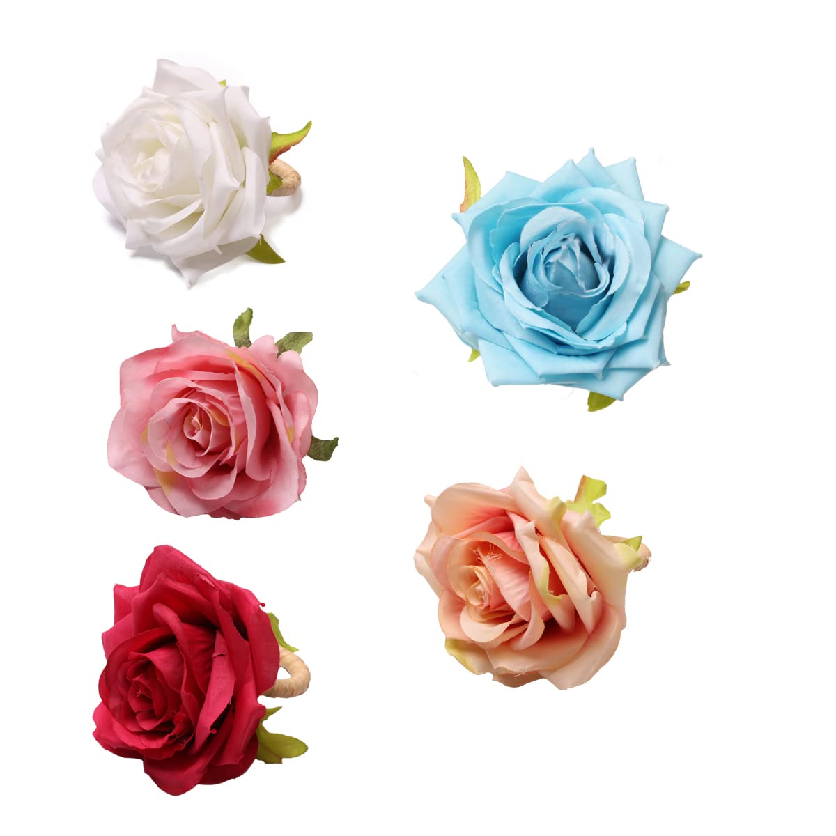 Set Da 6 Portatovaglioli Artigianali A Forma Di Rosa | Anelli Per Tovaglioli In Vite E Fiori Finti | Decorazione Tavola Elegante Per Matrimoni E Cene | Colore Bianco