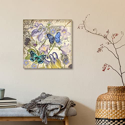 Tableau floral rétro violet encadré pour habiller un mur vide de bureau