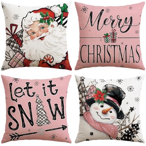 Sungeek 4er Set Weihnachten Kissenbezüge, Dekorative...