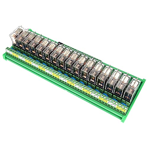ANMBEST 16 Channel AC/DC 24V Rail Mount Relay Board Interface Module PNP NPN SPDT 16A Pluggable Power Relay Switch, G2R-1-E