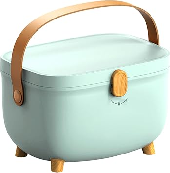 Oval Storage Box Household Double Layer Large Capacity Multicompartment Organizer Box for Home Dorm Light Green