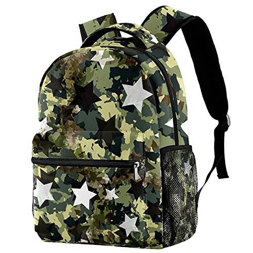 Sac à dos de voyage vert militaire à étoiles Multicolored-1 étudiant