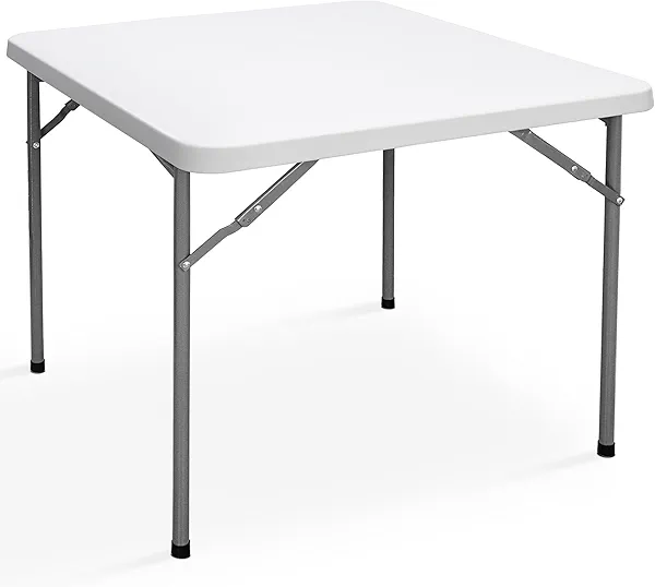 SUPER DEAL 33 Inch Folding Card Table, Indoor Outdoor Portable Plastic Kitchen or Camping Picnic Party Wedding Event Table, White