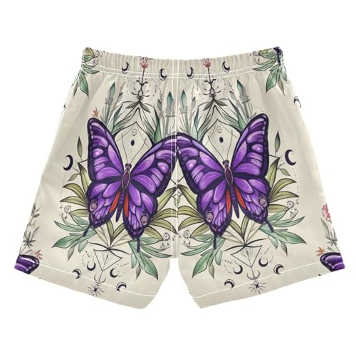 Swimming Trunks for Kids, Anti Chafe Swim Trunks Boys 2 T, Purple Butterfly Wings2