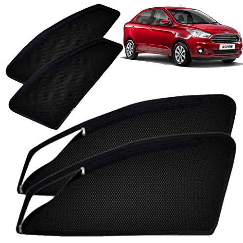 Image of Autofact Magnetic Car Sunshades Compatible with Ford Figo Aspire (Set of 4) - Easy Installation, UV Protection, Keeps Car Cool (Front 2 with Zippers for Easy Access, Rear 2 Without Zippers)