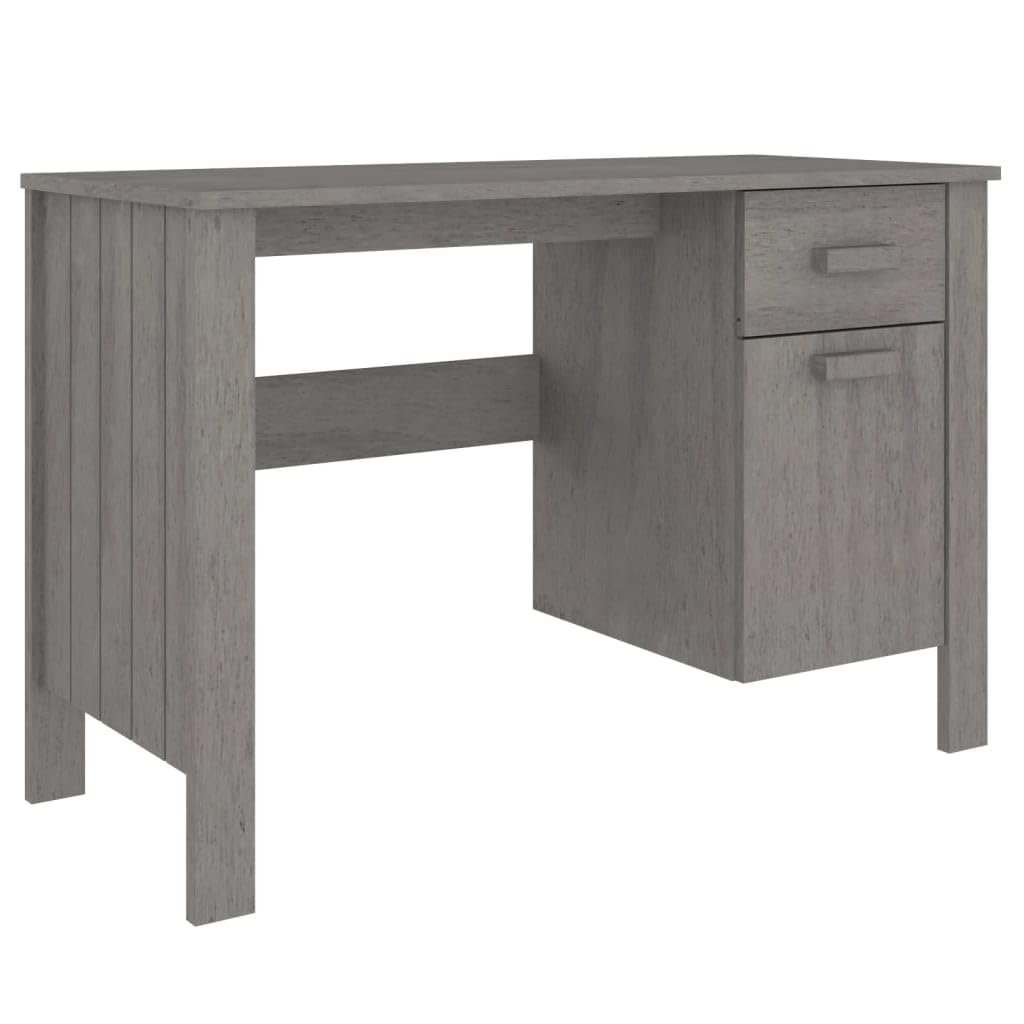 Desk Tavolo Gaming Scrivania Ufficio Tavolo Consolle Scrivania HAMAR Grigio Chiaro 113x50x75 cm in Legno di Pino per Soggiorno Studio Sala Studio Camera Da Letto