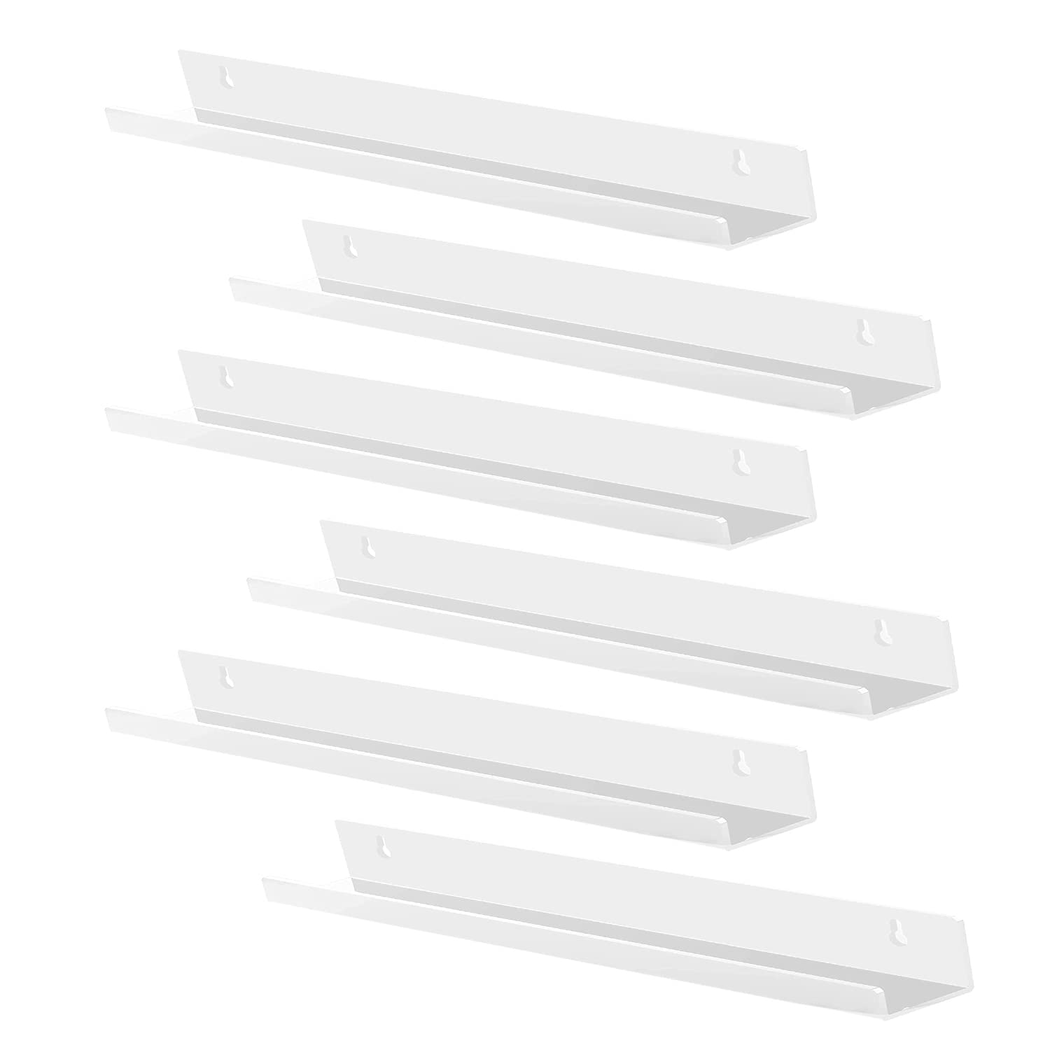 SOMOLUXVinyl Record Shelf Wall Mount, Acrylic Album Record Holder Wall Mount for Display Listening Records Collection and Decoration 6 Pack 12'' White