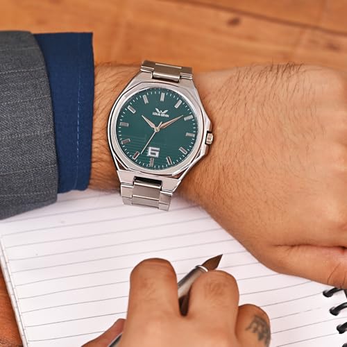 Image of LOUIS DEVIN Stainless Steel Chain Analog Wrist Watch for Men (Black /Blue /Green /White Dial) | LD-G076-CH