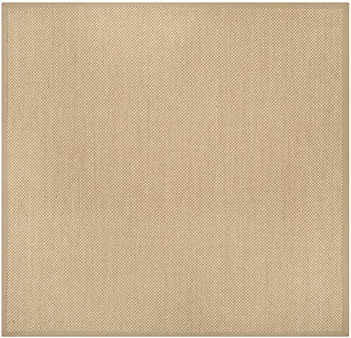 SAFAVIEH Area Rug 9' Square - Natural Fiber Collection - Maize & Linen Color, Sisal, Woven Design with Border (NF141B) - Image 3