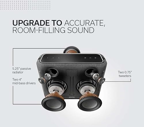 Vista 33 de Denon Home 150 NV Altavoz inalámbrico estéreo para el hogar (blanco), inalámbrico Bluetooth, tweeter de 1 pulgada, woofer de 3.5 pulgadas, HEOS