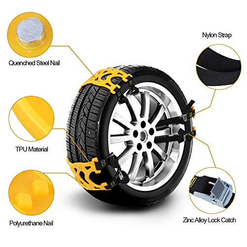 MONODEAL Snow Chains, Anti Slip Tire Snow Chains for Car, Trucks, Pickup Trucks, SUV, Van, Emergency Anti Skid Tire Chains for Winter and Rain - Thumbnail 5