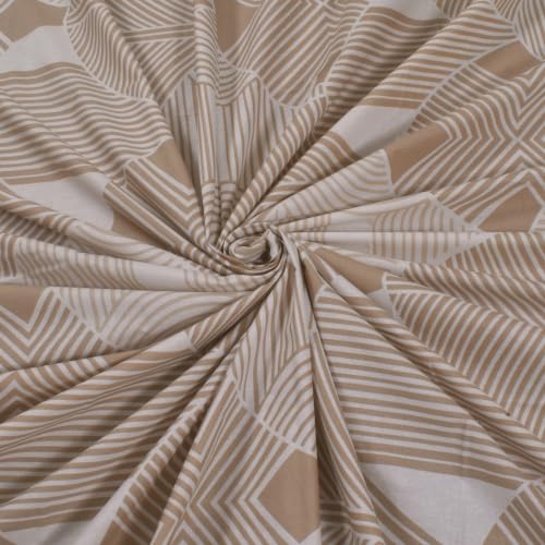 Image of Huesland by Ahmedabad Cotton 144 TC Double Bedsheet Cotton with 2 Pillow Covers | Taupe & Dark Cream