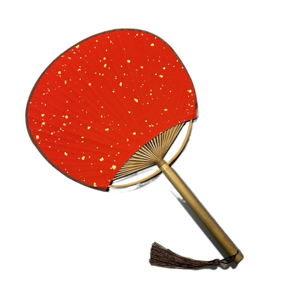 ZFPKXHVMG Bamboo Woven Fan, Blank Paper Fan With Tassels Bamboo Handle Chinese Style DIY(Color9)