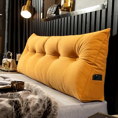 Cojín De Cabecero Lectura De Chenilla, Almohadón De Apoyo Relleno De Algodón Perla Almohada Triangular Para Cabecera Cojín de Pared, Almohada Respaldo de Cintura para Cama Sofá(100x20x50cm,Orange colo