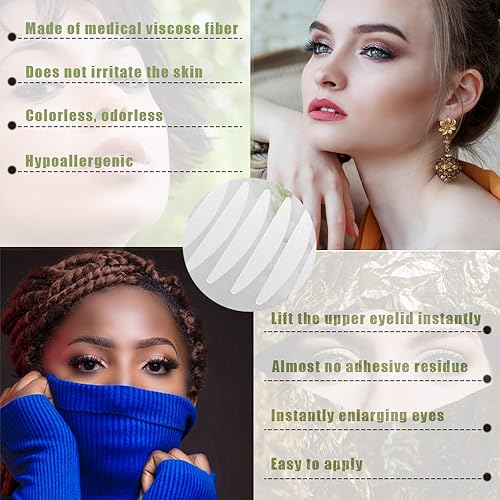 400 Pcs Eyelid Tape, Eyelid Lifter Strips, Double Eyelid Tape, Double Eyelid Sticker, Eye Lift Tape for Droopy Lids, Eyelid Tape for Hooded Eyes Invisible, Lids by Design Eyelid Strips - Thumbnail 7