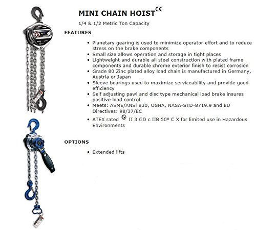 All Material Handling ML005-10 Mini Lever Chain Hoist, 1/2 (0.5) Ton, 10' Lift